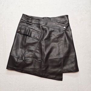 Bishop + Young Faux Leather Mini Skirt Brown Vegan Leather Size S